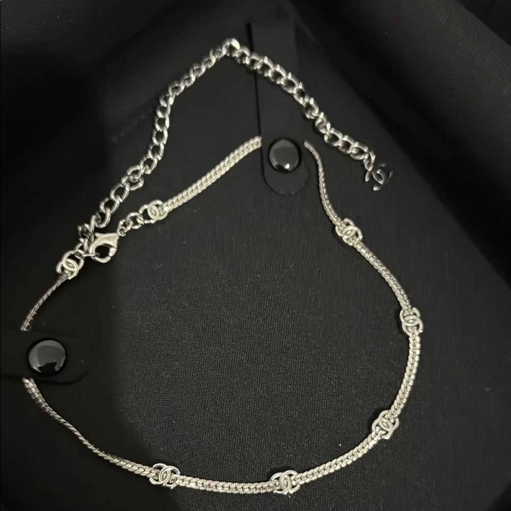 CHANEL Silver Chain Necklace with Black Accents - Picture 4 of 4
